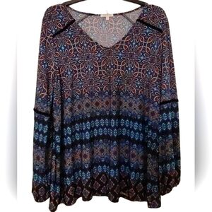 Ava James Multicolor Patterned Women's Top Tunic 2x NWT